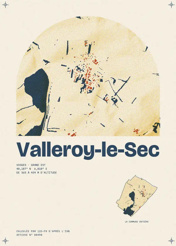 Affiche de Valleroy-le-Sec, calculée par 123-fr d'après l'IGN