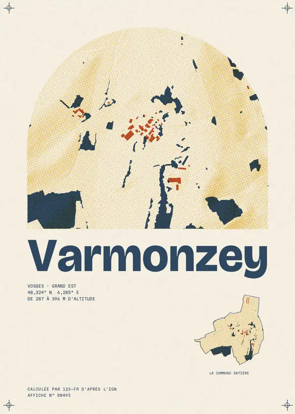 Affiche de Varmonzey, calculée par 123-fr d'après l'IGN