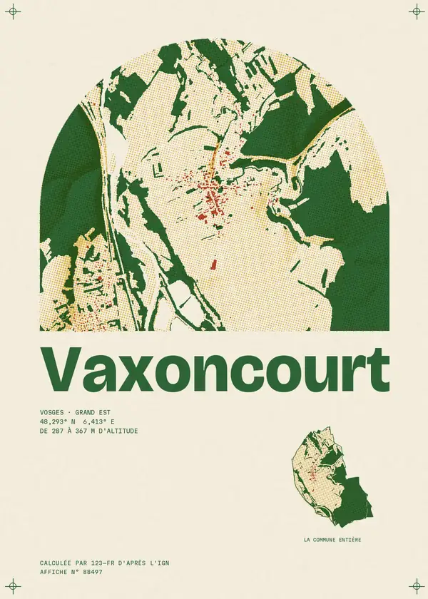 Affiche de Vaxoncourt, calculée par 123-fr d'après l'IGN