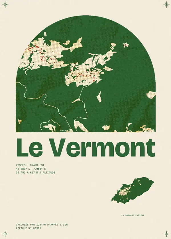 Affiche de Le Vermont, calculée par 123-fr d'après l'IGN