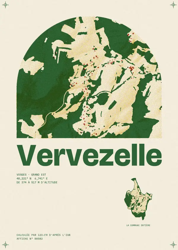 Affiche de Vervezelle, calculée par 123-fr d'après l'IGN
