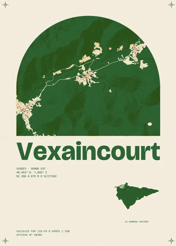 Affiche de Vexaincourt, calculée par 123-fr d'après l'IGN
