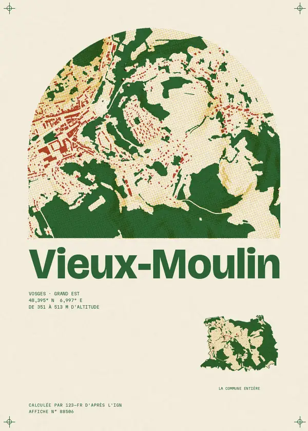 Affiche de Vieux-Moulin, calculée par 123-fr d'après l'IGN
