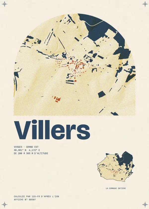 Affiche de Villers, calculée par 123-fr d'après l'IGN