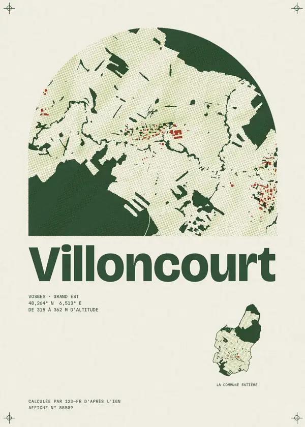 Affiche de Villoncourt, calculée par 123-fr d'après l'IGN