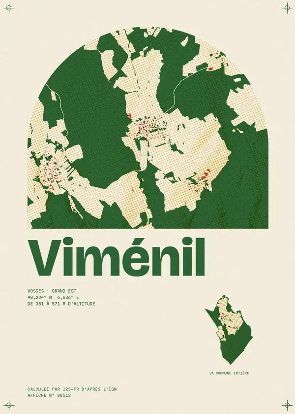 Affiche de Viménil, calculée par 123-fr d'après l'IGN