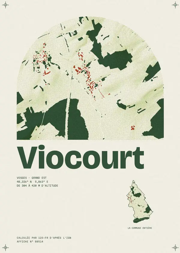 Affiche de Viocourt, calculée par 123-fr d'après l'IGN