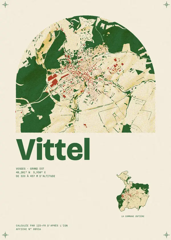 Affiche de Vittel, calculée par 123-fr d'après l'IGN
