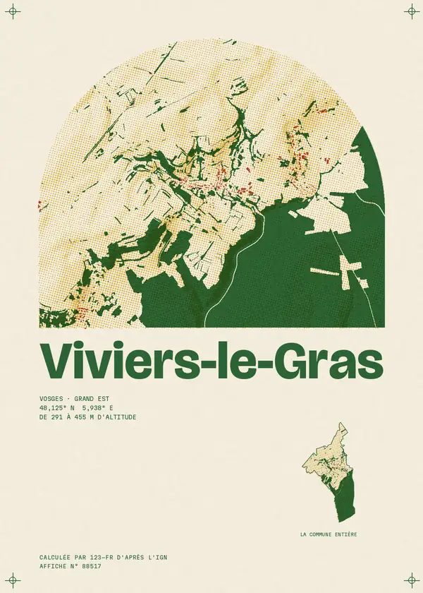 Affiche de Viviers-le-Gras, calculée par 123-fr d'après l'IGN