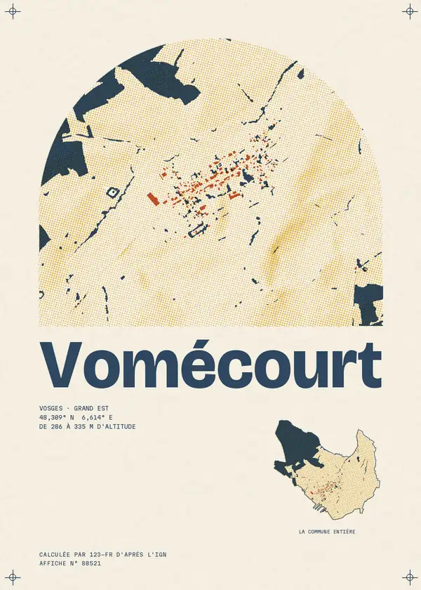 Affiche de Vomécourt, calculée par 123-fr d'après l'IGN