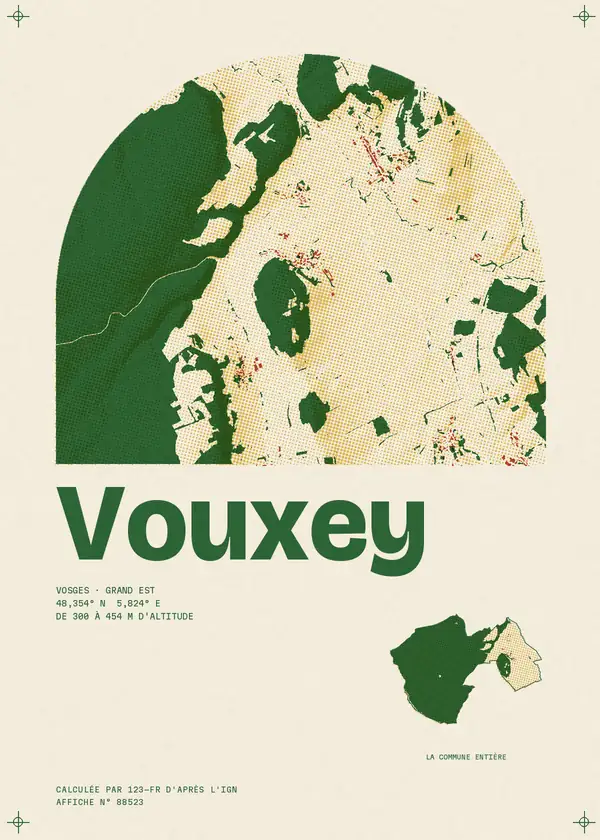 Affiche de Vouxey, calculée par 123-fr d'après l'IGN