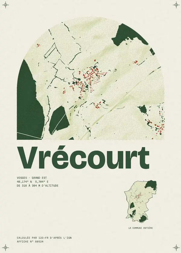 Affiche de Vrécourt, calculée par 123-fr d'après l'IGN