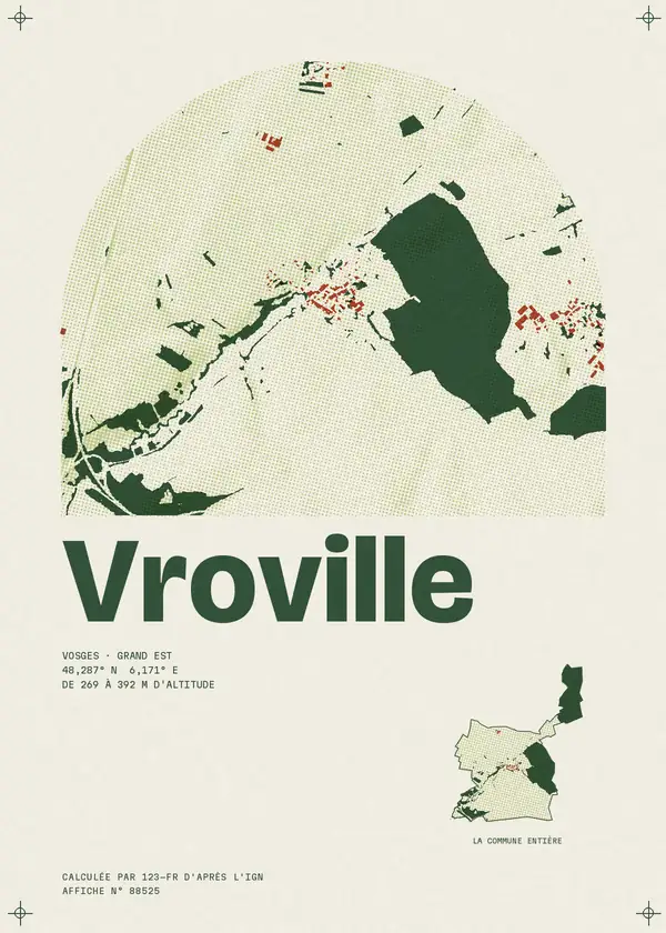 Affiche de Vroville, calculée par 123-fr d'après l'IGN