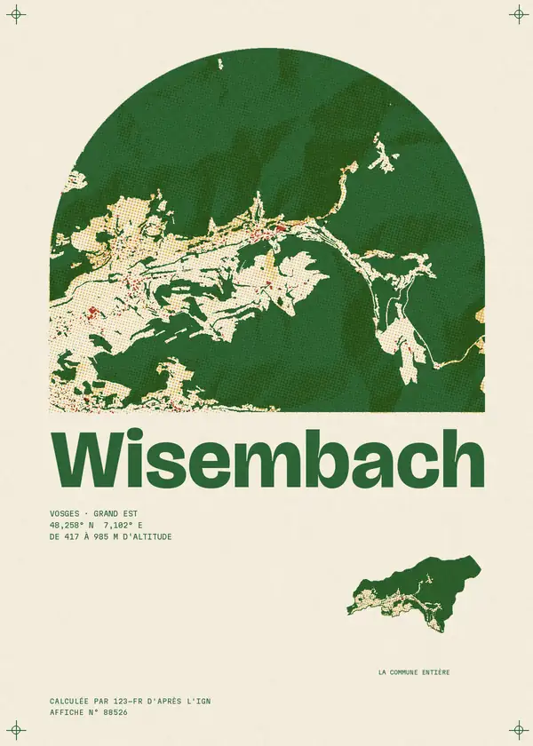Affiche de Wisembach, calculée par 123-fr d'après l'IGN