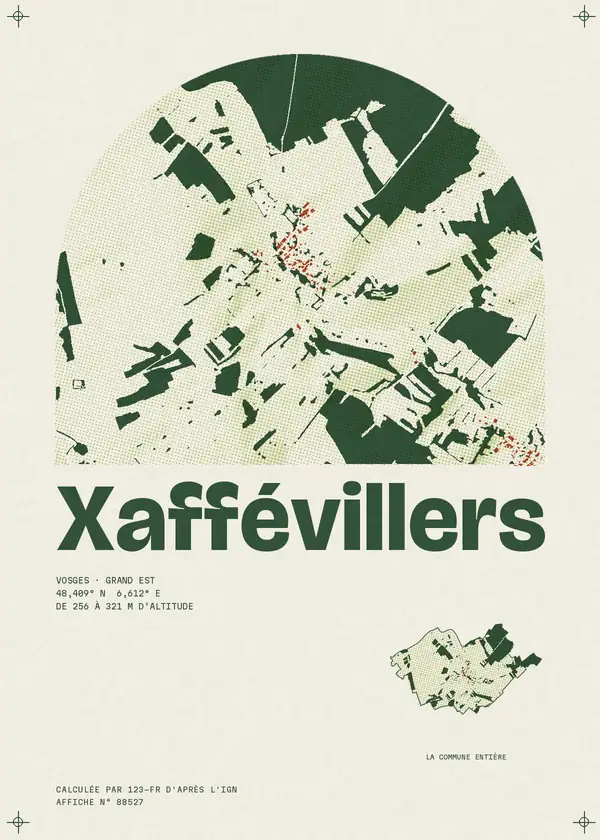 Affiche de Xaffévillers, calculée par 123-fr d'après l'IGN