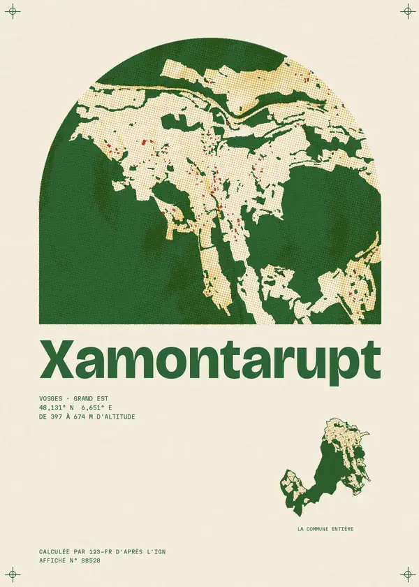Affiche de Xamontarupt, calculée par 123-fr d'après l'IGN