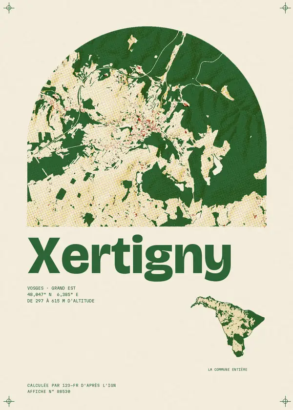 Affiche de Xertigny, calculée par 123-fr d'après l'IGN