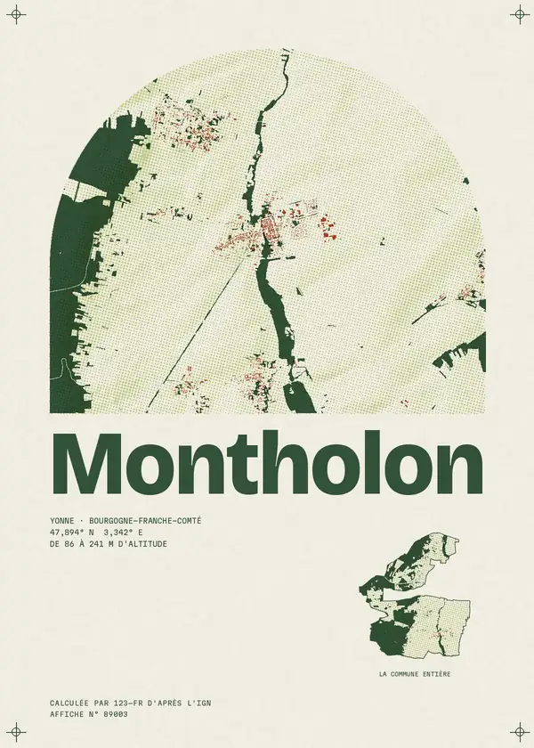 Affiche de Montholon, calculée par 123-fr d'après l'IGN