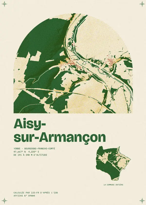 Affiche de Aisy-sur-Armançon, calculée par 123-fr d'après l'IGN