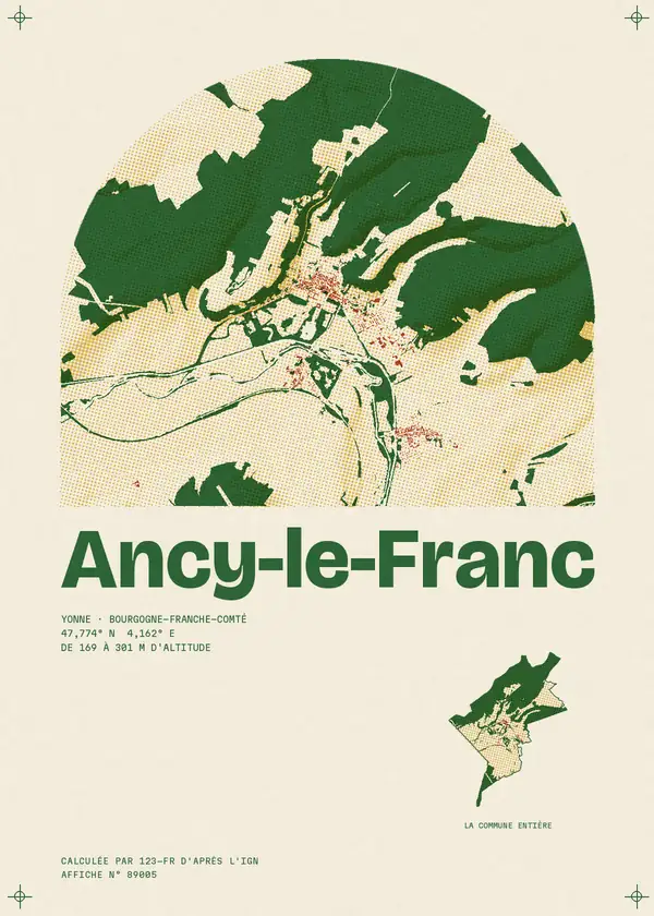 Affiche de Ancy-le-Franc, calculée par 123-fr d'après l'IGN