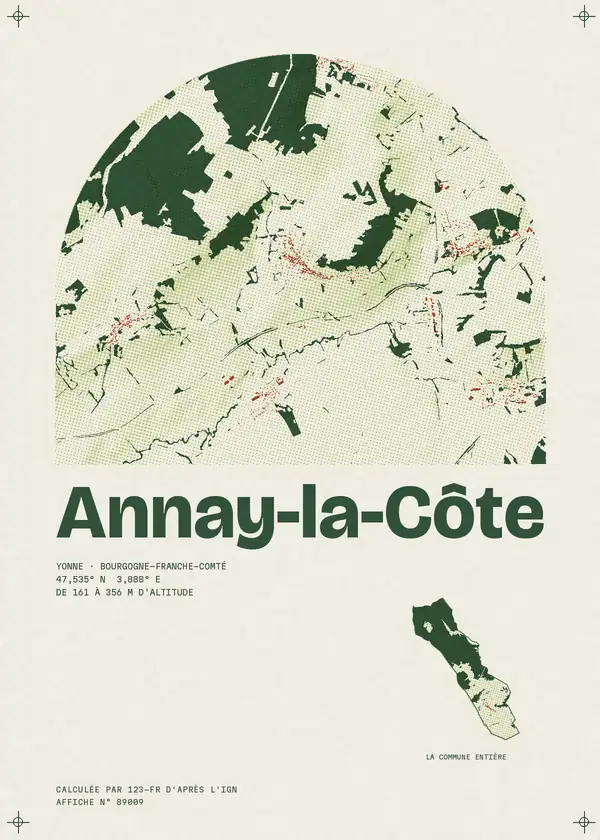 Affiche de Annay-la-Côte, calculée par 123-fr d'après l'IGN