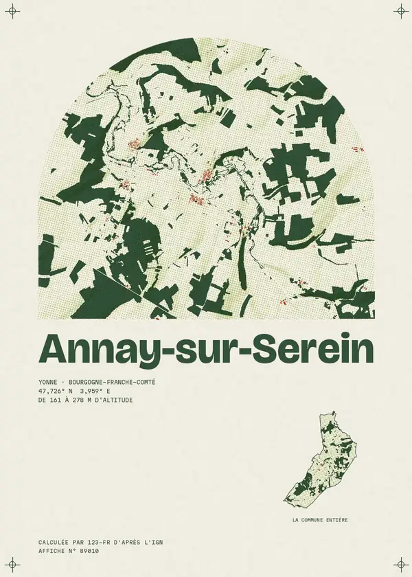 Affiche de Annay-sur-Serein, calculée par 123-fr d'après l'IGN