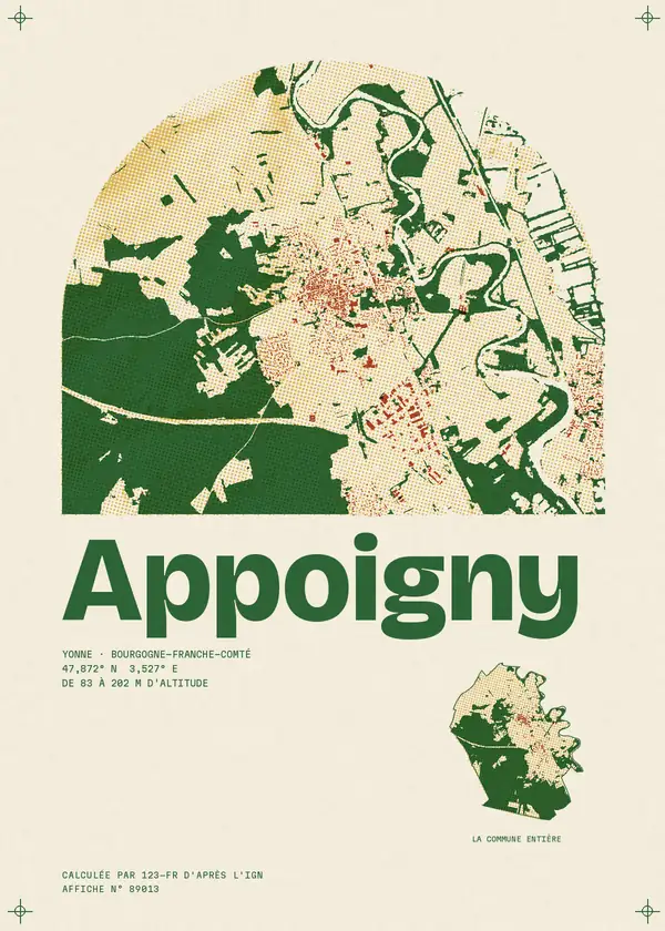Affiche de Appoigny, calculée par 123-fr d'après l'IGN