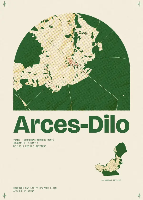 Affiche de Arces-Dilo, calculée par 123-fr d'après l'IGN