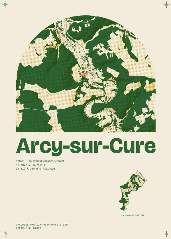 Affiche de Arcy-sur-Cure, calculée par 123-fr d'après l'IGN