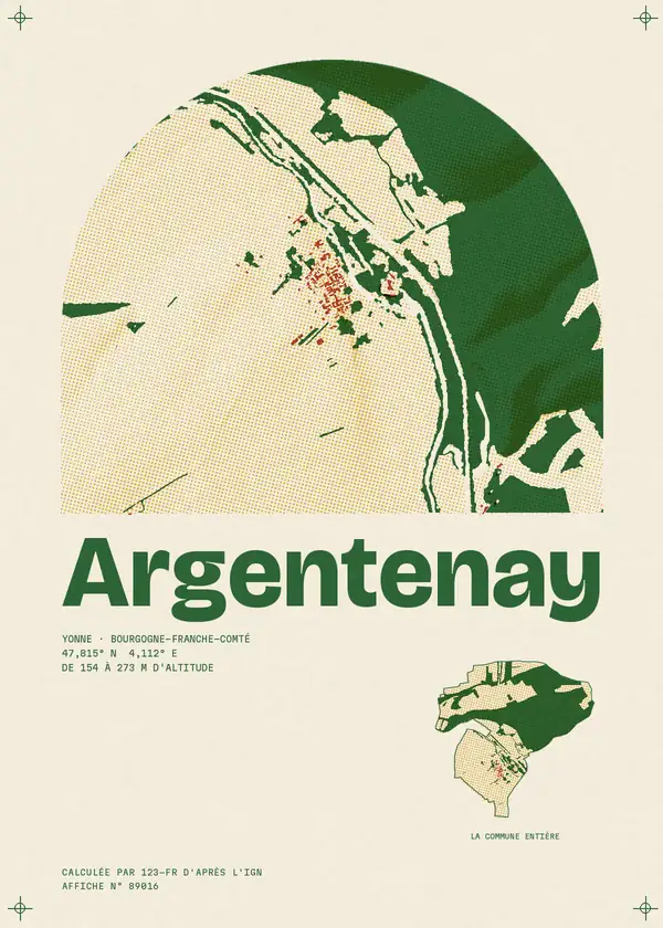 Affiche de Argentenay, calculée par 123-fr d'après l'IGN
