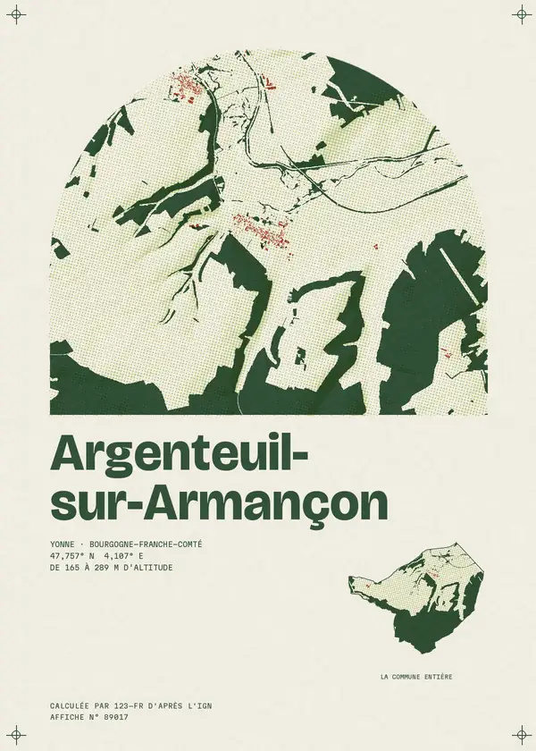 Affiche de Argenteuil-sur-Armançon, calculée par 123-fr d'après l'IGN