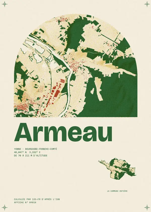 Affiche de Armeau, calculée par 123-fr d'après l'IGN