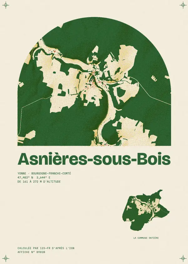 Affiche de Asnières-sous-Bois, calculée par 123-fr d'après l'IGN