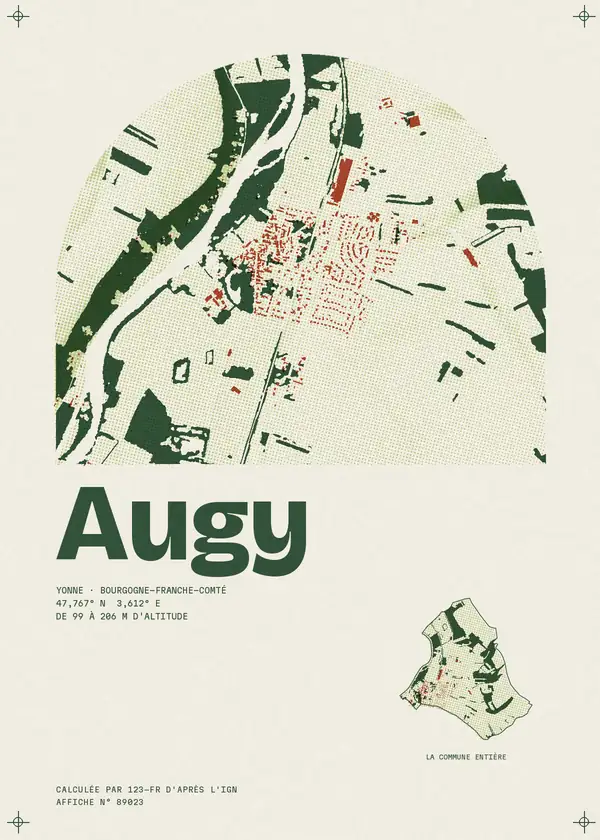 Affiche de Augy, calculée par 123-fr d'après l'IGN