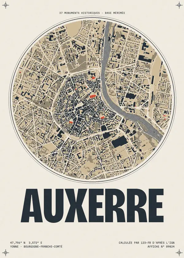 Affiche de Auxerre, calculée par 123-fr d'après l'IGN