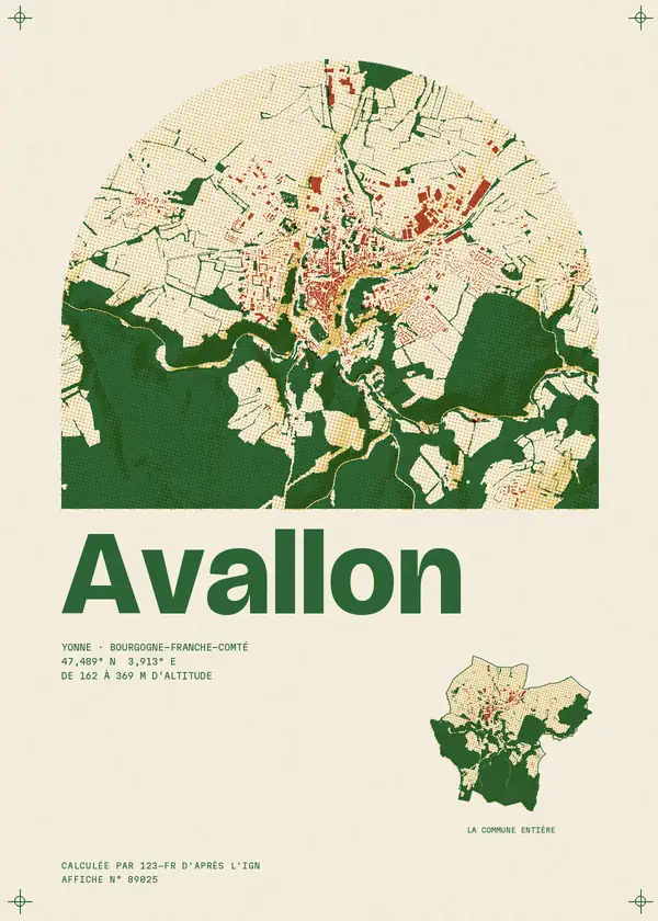 Affiche de Avallon, calculée par 123-fr d'après l'IGN