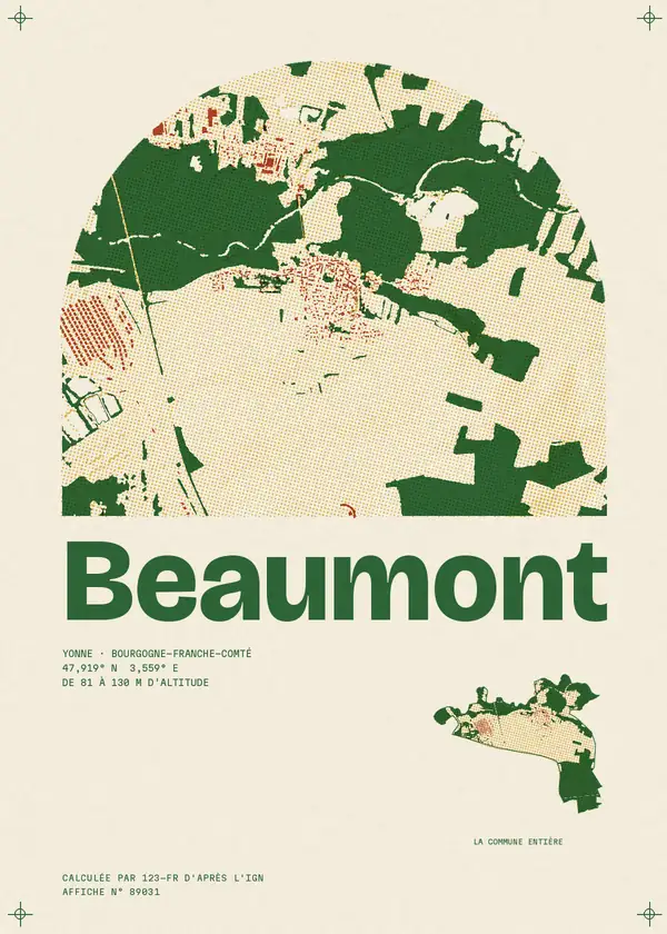 Affiche de Beaumont, calculée par 123-fr d'après l'IGN