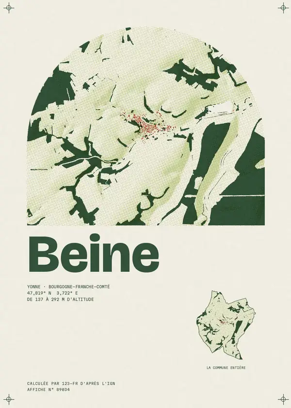Affiche de Beine, calculée par 123-fr d'après l'IGN