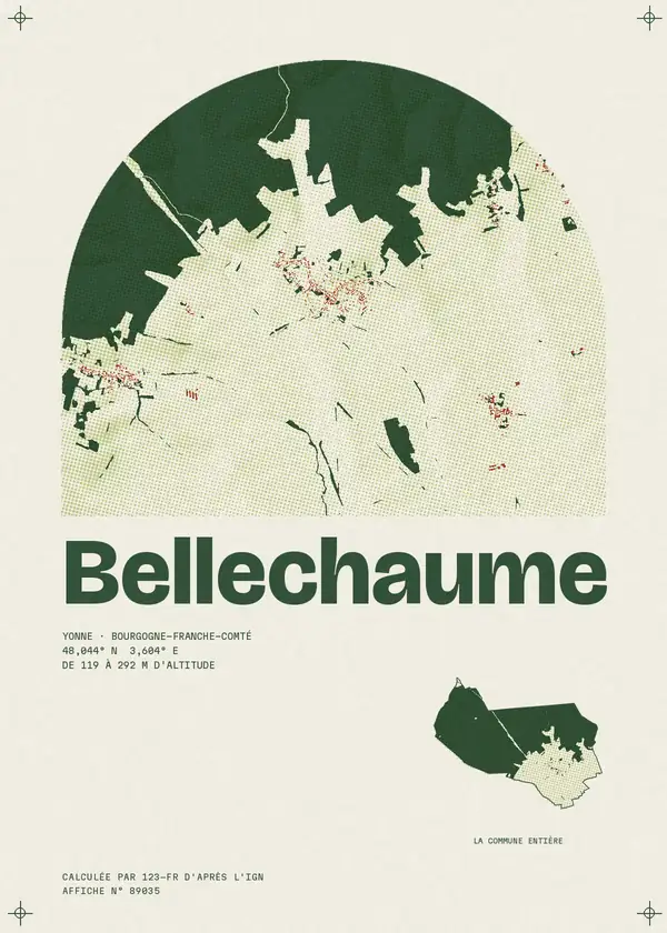 Affiche de Bellechaume, calculée par 123-fr d'après l'IGN