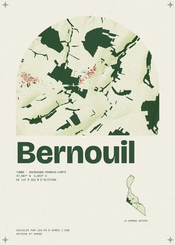 Affiche de Bernouil, calculée par 123-fr d'après l'IGN