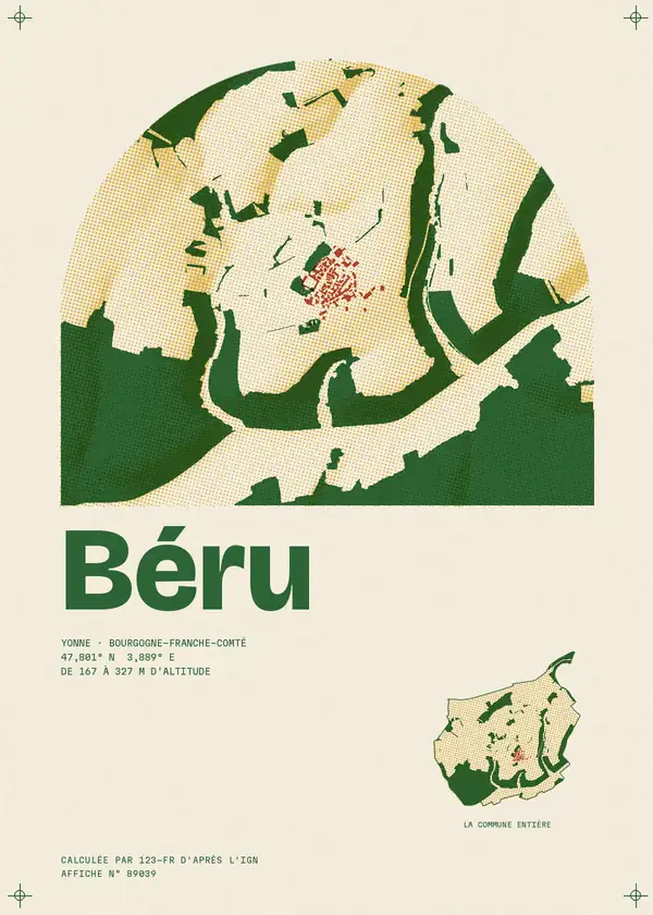 Affiche de Béru, calculée par 123-fr d'après l'IGN