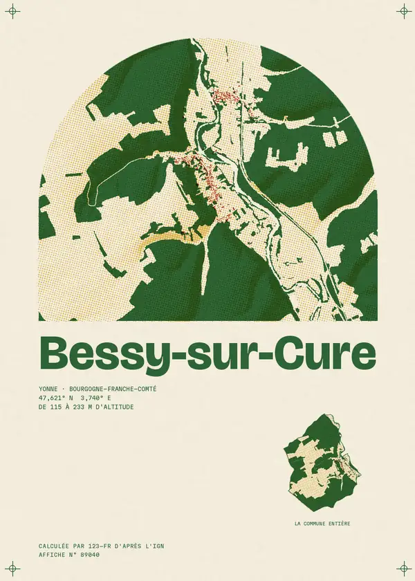 Affiche de Bessy-sur-Cure, calculée par 123-fr d'après l'IGN
