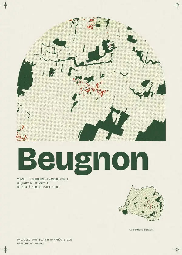 Affiche de Beugnon, calculée par 123-fr d'après l'IGN