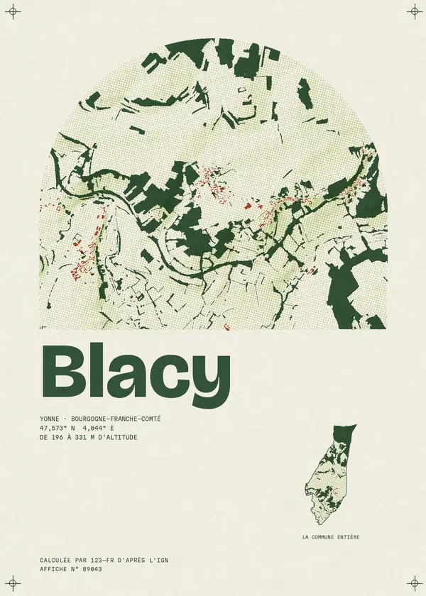 Affiche de Blacy, calculée par 123-fr d'après l'IGN