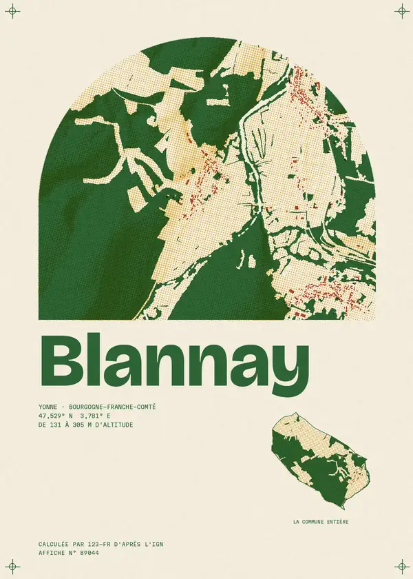 Affiche de Blannay, calculée par 123-fr d'après l'IGN