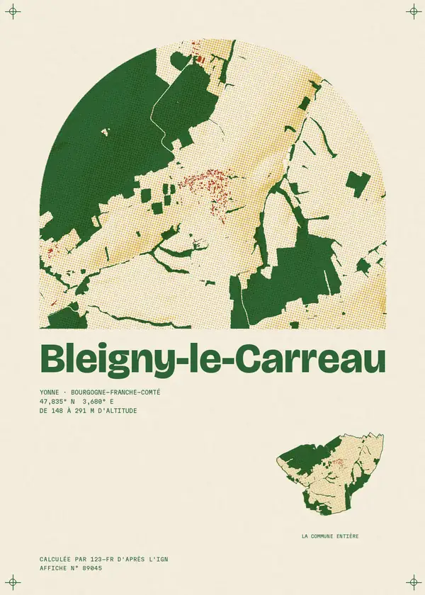Affiche de Bleigny-le-Carreau, calculée par 123-fr d'après l'IGN