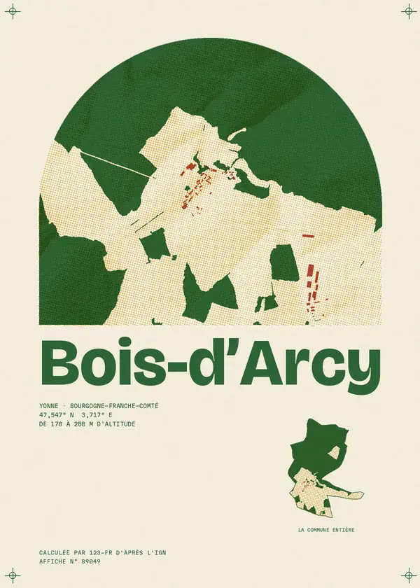 Affiche de Bois-d'Arcy, calculée par 123-fr d'après l'IGN