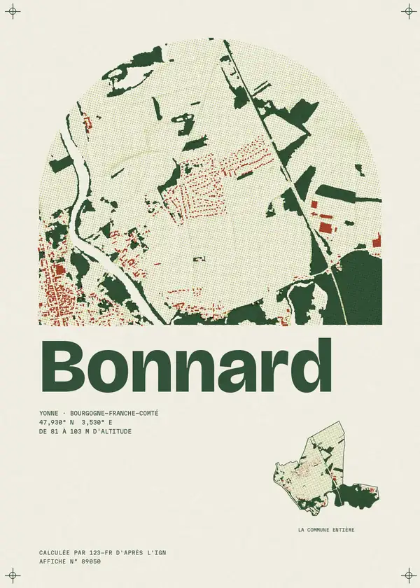 Affiche de Bonnard, calculée par 123-fr d'après l'IGN