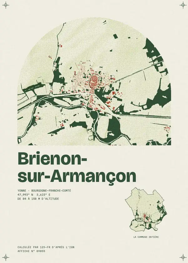 Affiche de Brienon-sur-Armançon, calculée par 123-fr d'après l'IGN