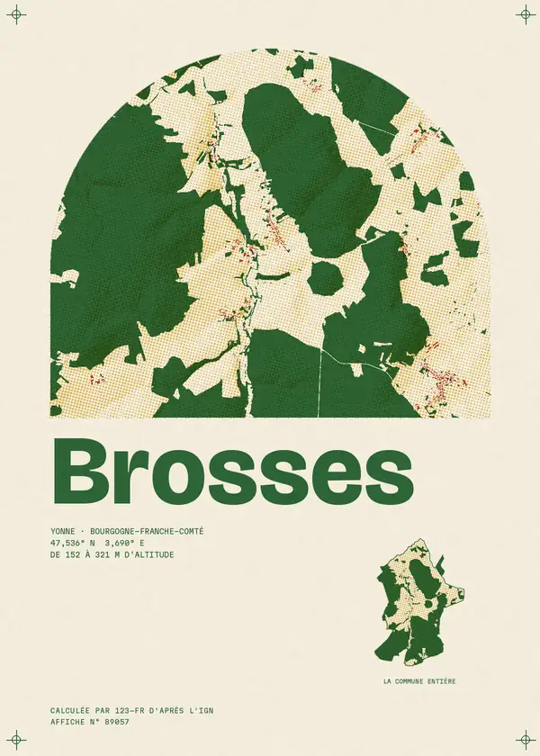 Affiche de Brosses, calculée par 123-fr d'après l'IGN